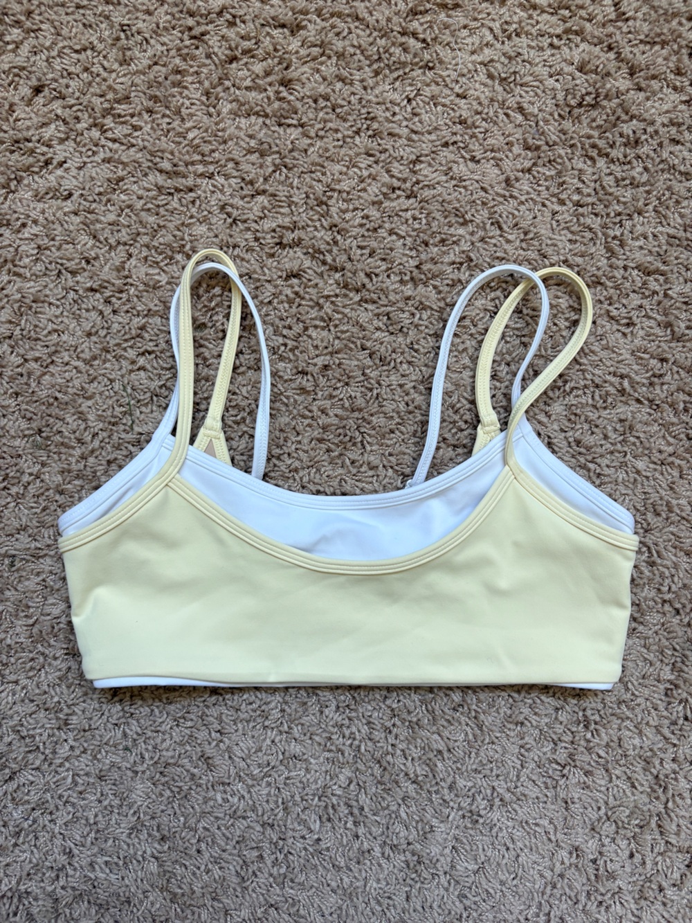 Liaison the Label Daylight Yellow and White Double Layer Scoop Bra size M